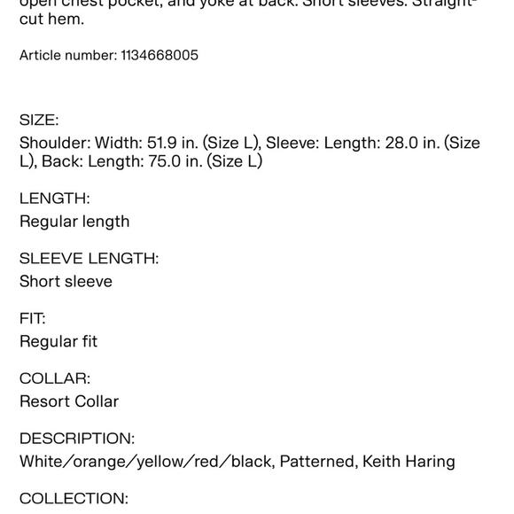 Keith Haring H&M patterned resort shirt SOLD OUT Medium - Picture 8 of 8